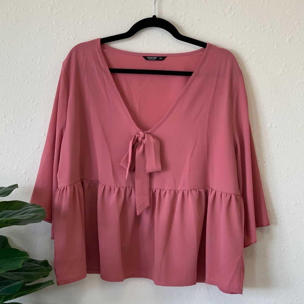 Cute pink v neck blouse